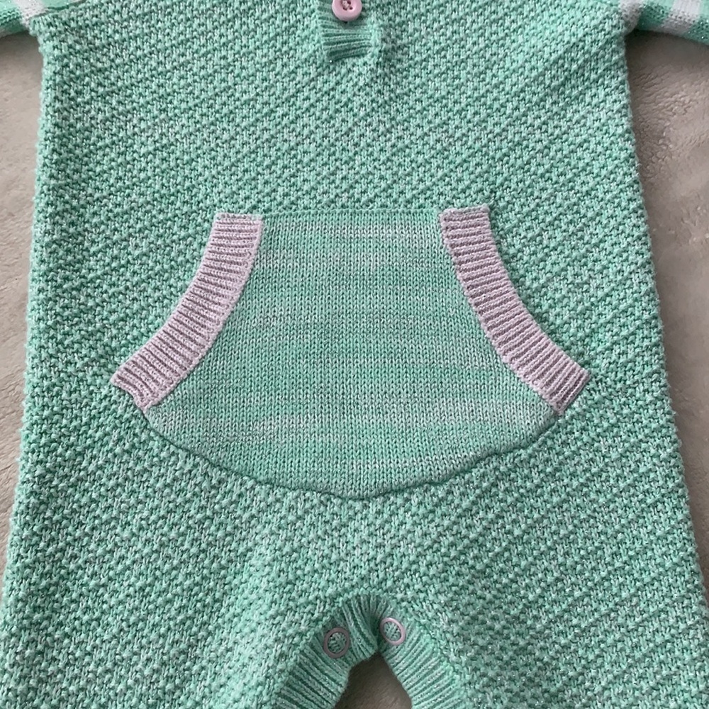 🦄 Cat & Jack 0-3M Mint Green Unicorn Romper EUC - Picture 4 of 11